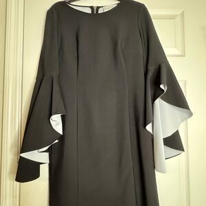 Nicole Miller Black Dress with White Flare Sleeves